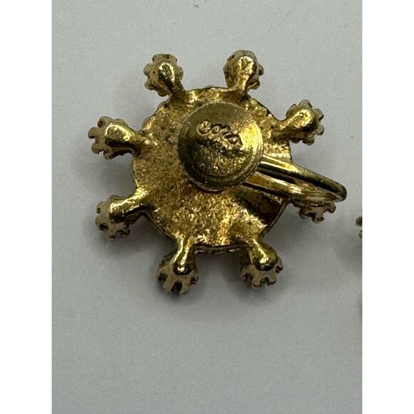 Coro VTG 1950's Cameo Gold Tone Rhinestone Faux Pearl Screw Back Earrings - Picture 4 of 4